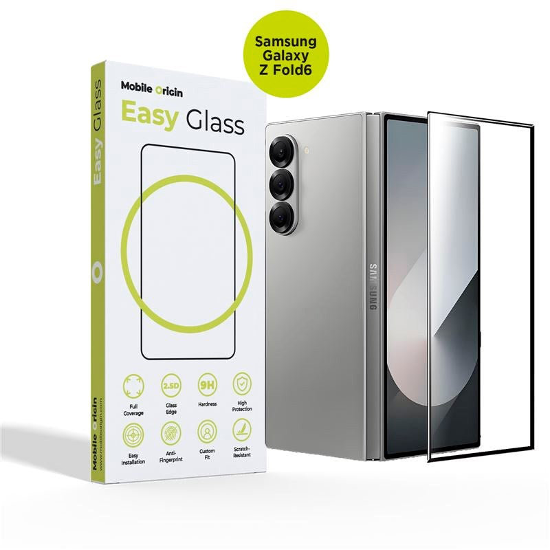 Samsung Galaxy Z Fold6 Mobile Origin EasyGlass Skärmskydd - Genomskinlig / Svart Kant