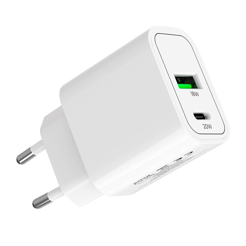 Mobile Origin MO12 20W Väggladdare m. 1x USB-A & 1x USB-C - Vit