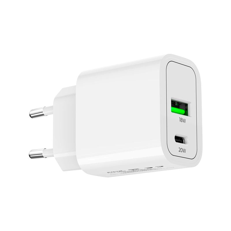 Mobile Origin MO12 20W Väggladdare m. 1x USB-A & 1x USB-C - Vit