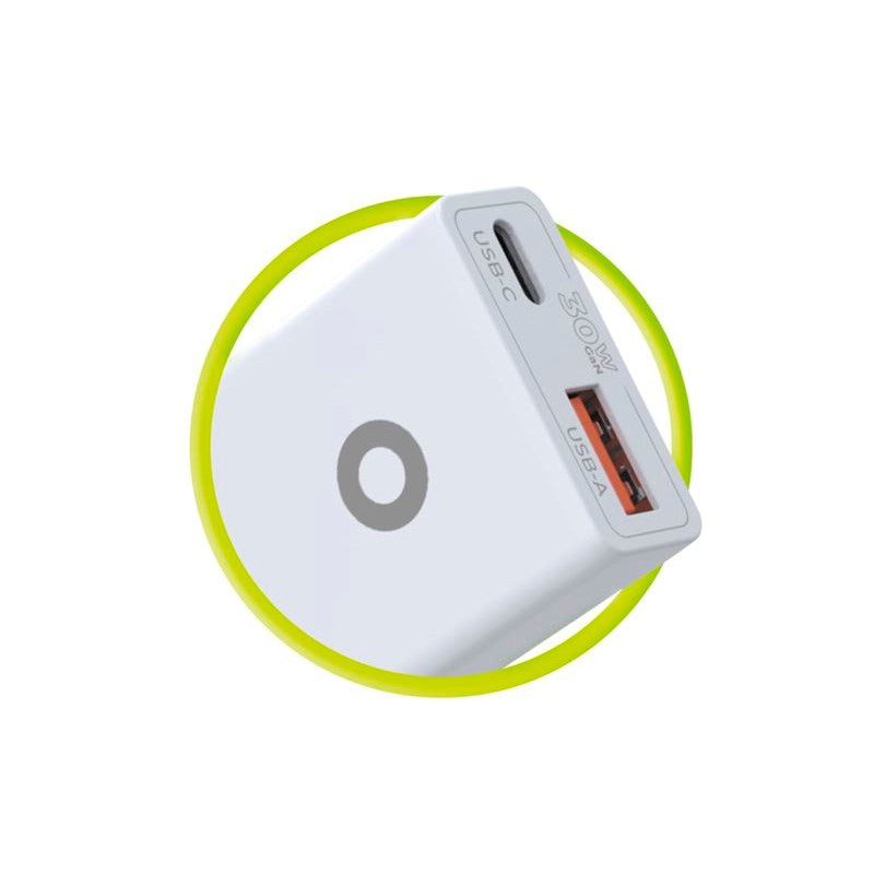 Mobile Origin MO16 30W Slim Väggladdare m. 1x USB-C & 1x USB-A - Vit