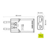 Mobile Origin MO16 30W Slim Väggladdare m. 1x USB-C & 1x USB-A - Vit