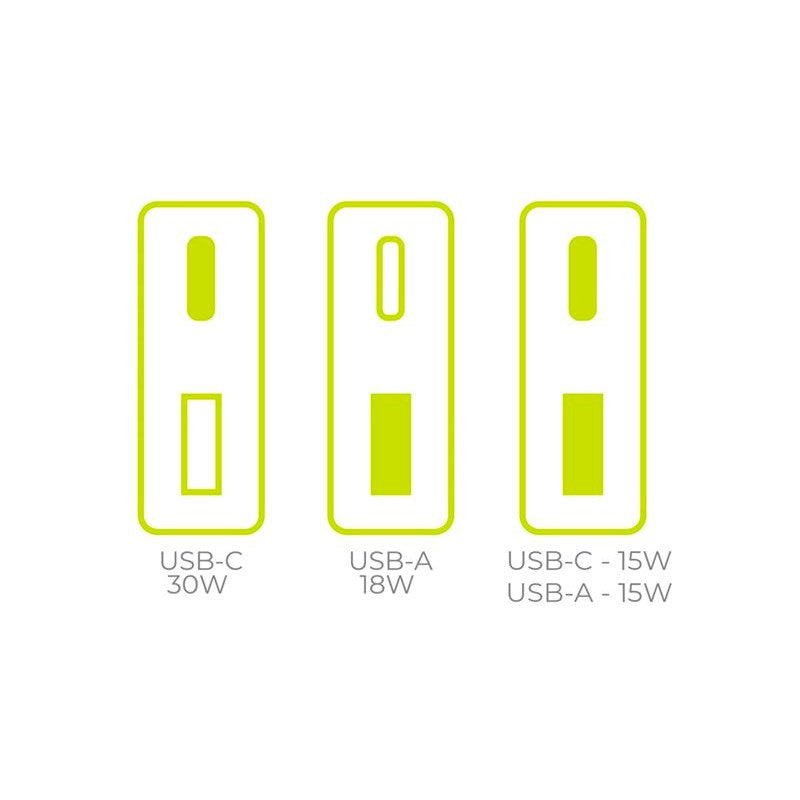 Mobile Origin MO16 30W Slim Väggladdare m. 1x USB-C & 1x USB-A - Vit