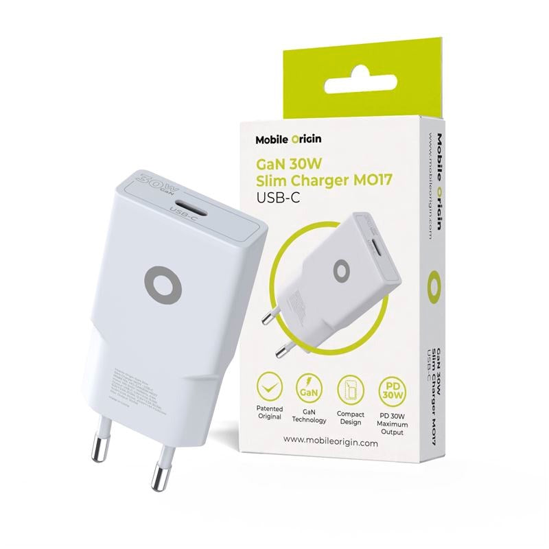 Mobile Origin MO17 30W Slim Väggladdare m. 1x USB-C - Vit