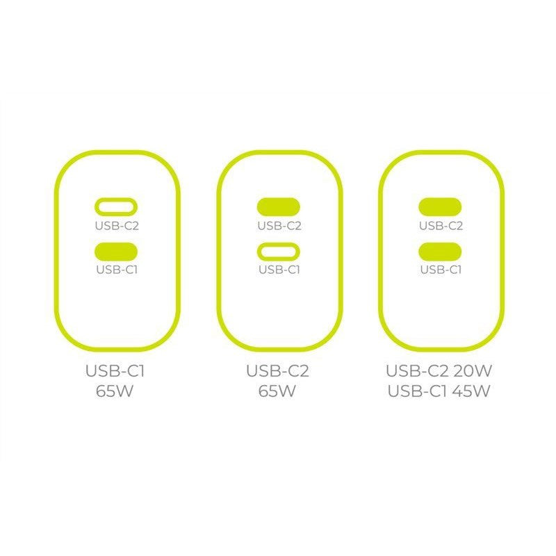 Mobile Origin GaN 65W Väggladdare med 2 x USB-C - Vit
