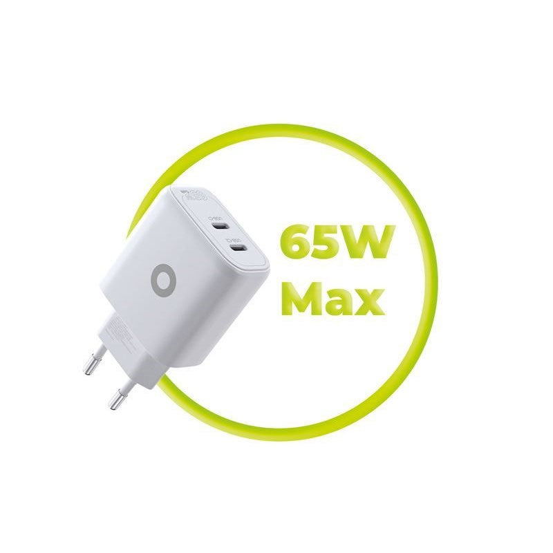 Mobile Origin GaN 65W Väggladdare med 2 x USB-C - Vit
