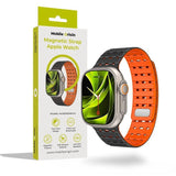 Apple Watch (42/44/SE/45/46/49mm) Mobile Origin Magnetiskt Silikonarmband - Svart / Orange