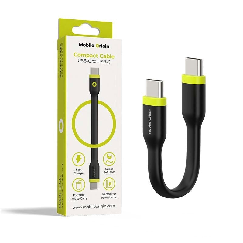Mobile Origin 60W USB-C till USB-C Kabel 10 cm - Svart