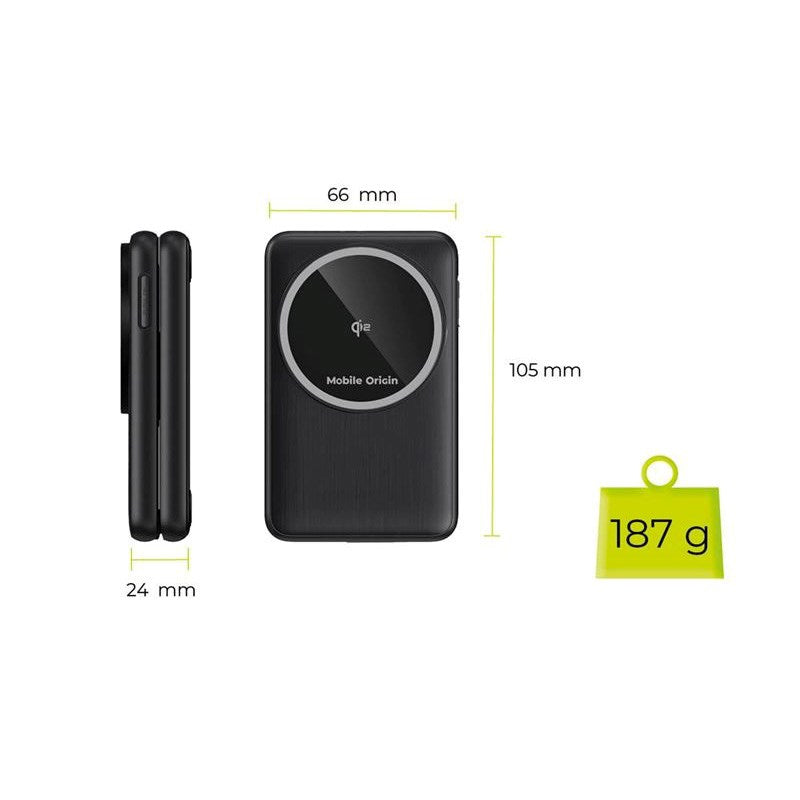 Mobile Origin 3-i-1 Qi2 Vikbar Trådlös Laddare för Telefon & Apple Watch & Hörlurar - Svart