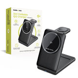 Mobile Origin 3-i-1 Qi2 Vikbar Trådlös Laddare för Telefon & Apple Watch & Hörlurar - Svart