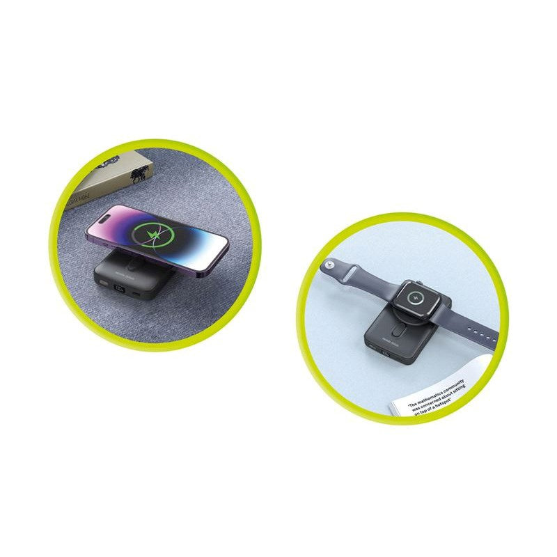 Mobile Origin 20W Powerbank för Smartphone & Apple Watch - 10 000 mAh med LCD-Skärm - USB-C-Kontakt - Grå