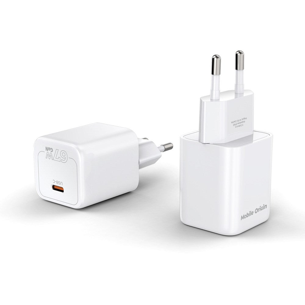 Mobile Origin GaN 67W Väggladdare m. 1 x USB-C – Vit