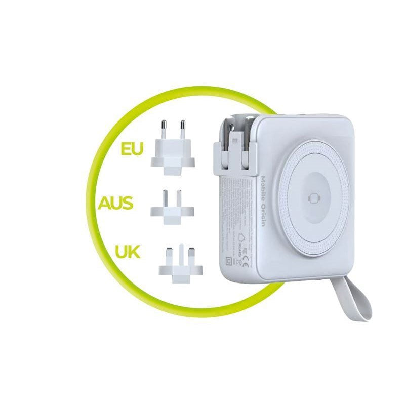 Mobile Origin PowerBank Reseladdare 10.000 mAh – MagSafe Kompatibel – Vit