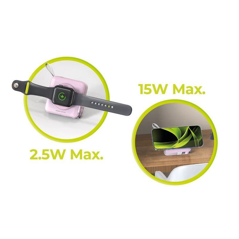 Mobile Origin PowerBank Reseladdare 10.000 mAh – MagSafe Kompatibel – Rosa