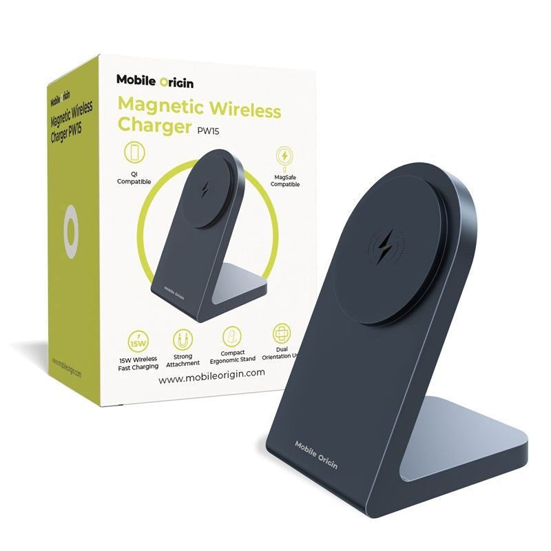 Mobile Origin PW10 15W Trådlös Laddare - MagSafe / Qi Kompatibel - Svart