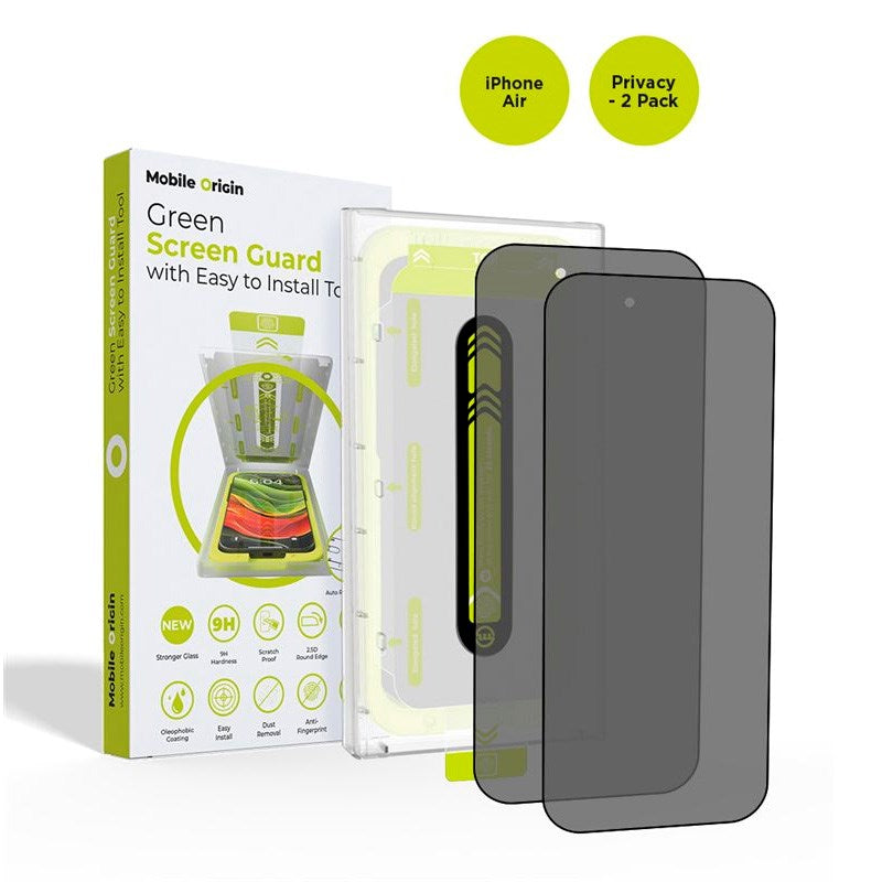 iPhone Air Mobile Origin Screen Guard Skärmskydd med Monteringslåda - Sekretessfunktion - 2 st. - Genomskinlig