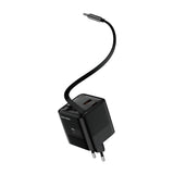 Mobile Origin Display Väggladdare m. 1 x USB-A / 1 x USB-C / 1 x Uttagbart USB-C Kabel - 65W - Svart
