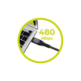 Mobile Origin 100W USB-C till USB-C Kabel med Skärm - 1,5 m - Svart