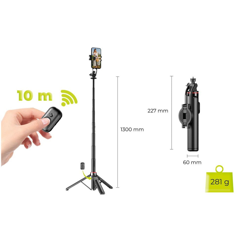 Mobile Origin 2-i-1 Magnetisk Tripod Selfie Stång – MagSafe Kompatibel – Svart