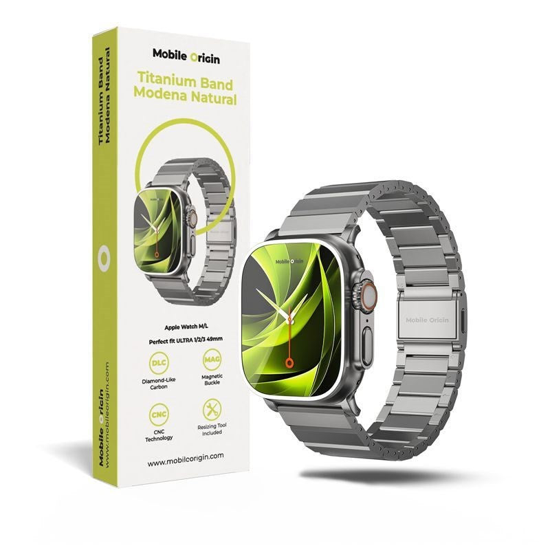 Apple Watch (42/44/SE/45/46/49mm) Mobile Origin Titaniumarmband – Silver
