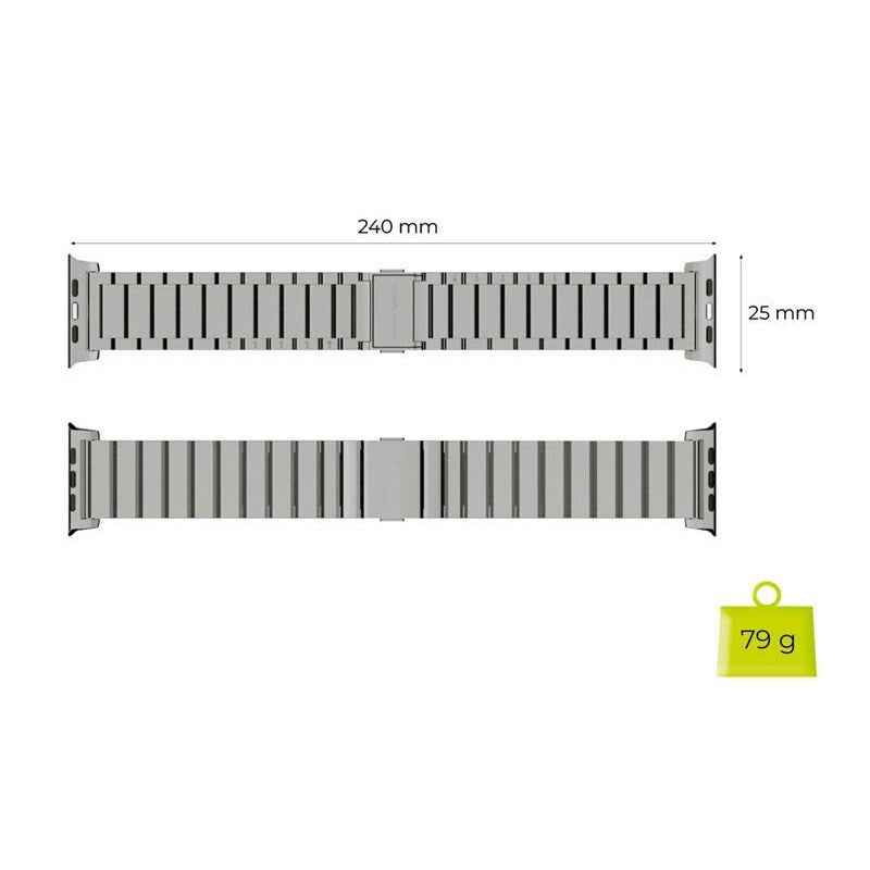 Apple Watch (42/44/SE/45/46/49mm) Mobile Origin Titaniumarmband – Silver
