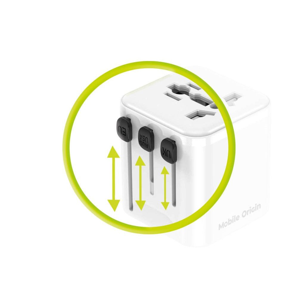 Mobile Origin 30W Universell Reseadapter EU/UK/US/AUS - Vit