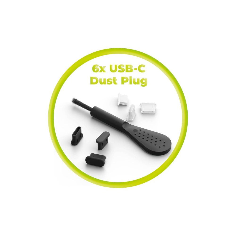Mobile Origin Set m. 1x Rengöringsborste & 6x USB-C Dammskydd - Svart / Vit
