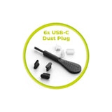 Mobile Origin Set m. 1x Rengöringsborste & 6x USB-C Dammskydd - Svart / Vit