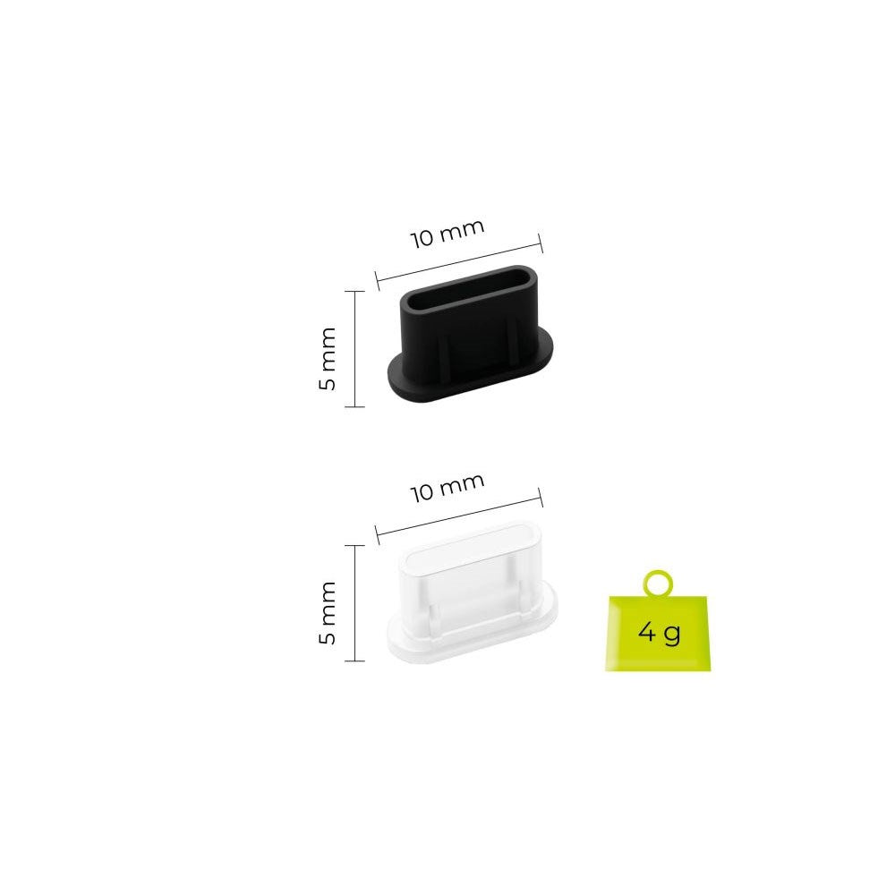 Mobile Origin Set m. 1x Rengöringsborste & 6x USB-C Dammskydd - Svart / Vit