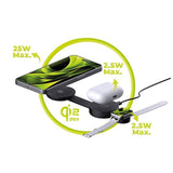 Mobile Origin 3-i-1 Hopfällbar Trådlös Qi2 Laddare för Smartphone / Apple Watch / Hörlurar - 25W - Svart
