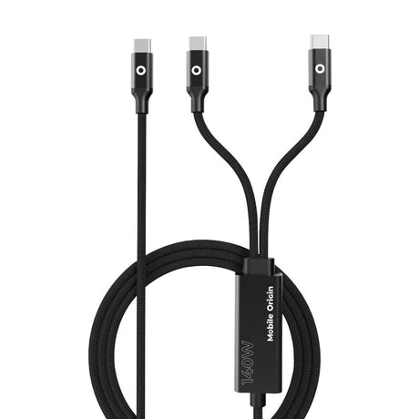 Mobile Origin CB10 140W Dubbelt USB-C till USB-C Kabel - 1.2m - Svart