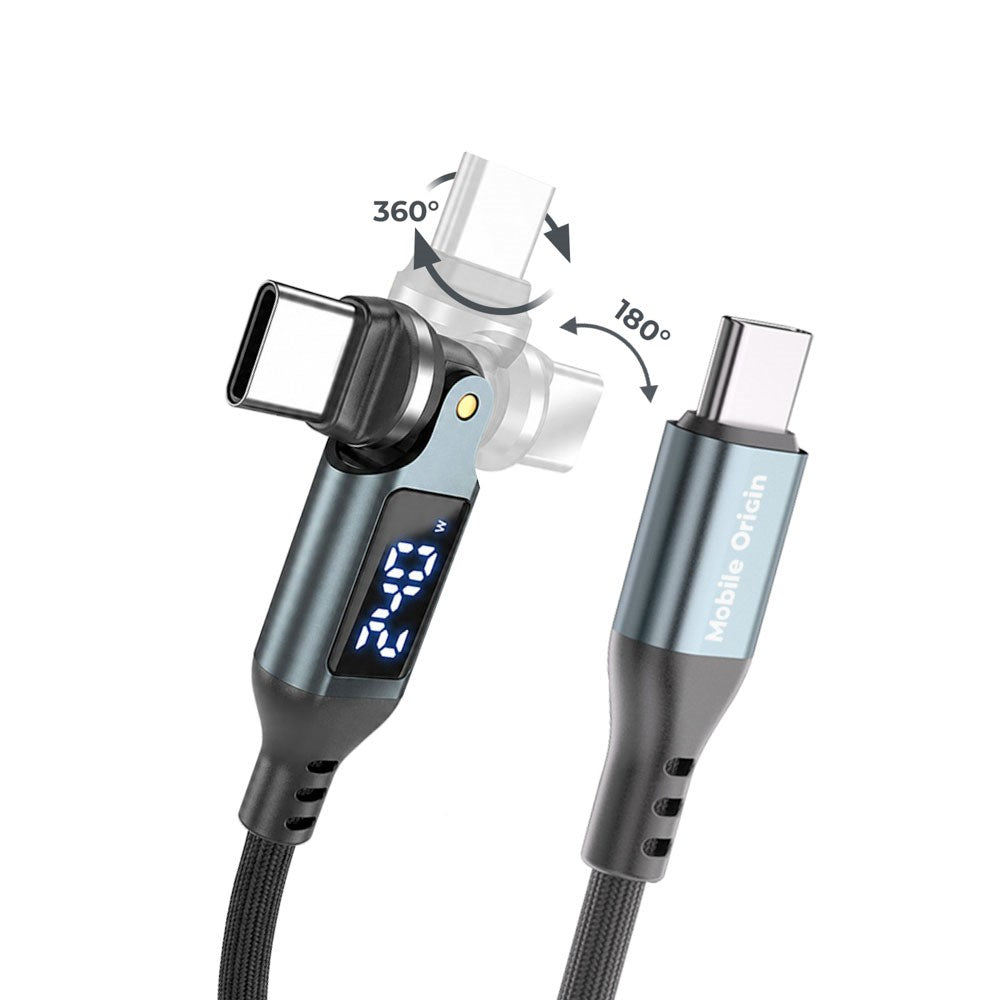 Mobile Origin 240W Display 540° Roterbar USB-C till USB-C Kabel - 1m - Svart