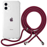 iPhone 11 Plastskal med Rem – Genomskinlig/Röd