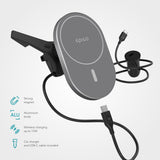 Epico Magnetisk Mobiltelefonhållare för Bil med 15W Trådlös Laddning & 18W Billaddare - MagSafe-Kompatibel - Space Grey