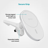 Epico Magnetisk Mobiltelefonhållare för Bil med 15W Trådlös Laddning & 18W Billaddare - MagSafe-Kompatibel - Vit