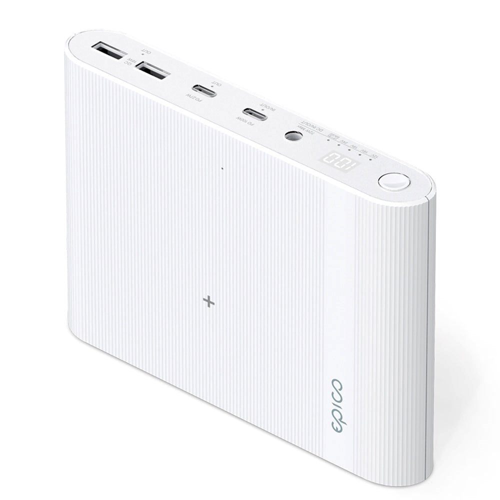 Epico Multi Powerbank med USB-C, USB-A, DC + Billaddare - 26 800 mAh - Vit