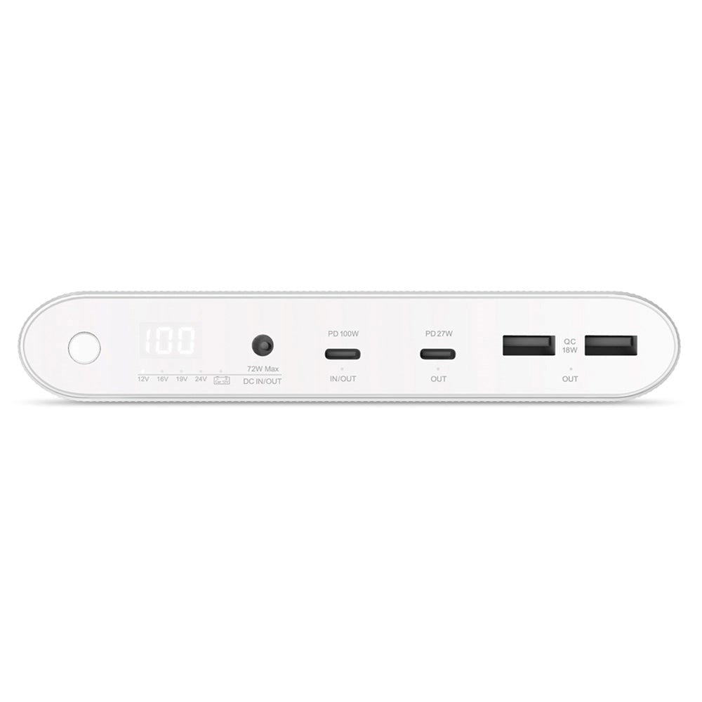 Epico Multi Powerbank med USB-C, USB-A, DC + Billaddare - 26 800 mAh - Vit