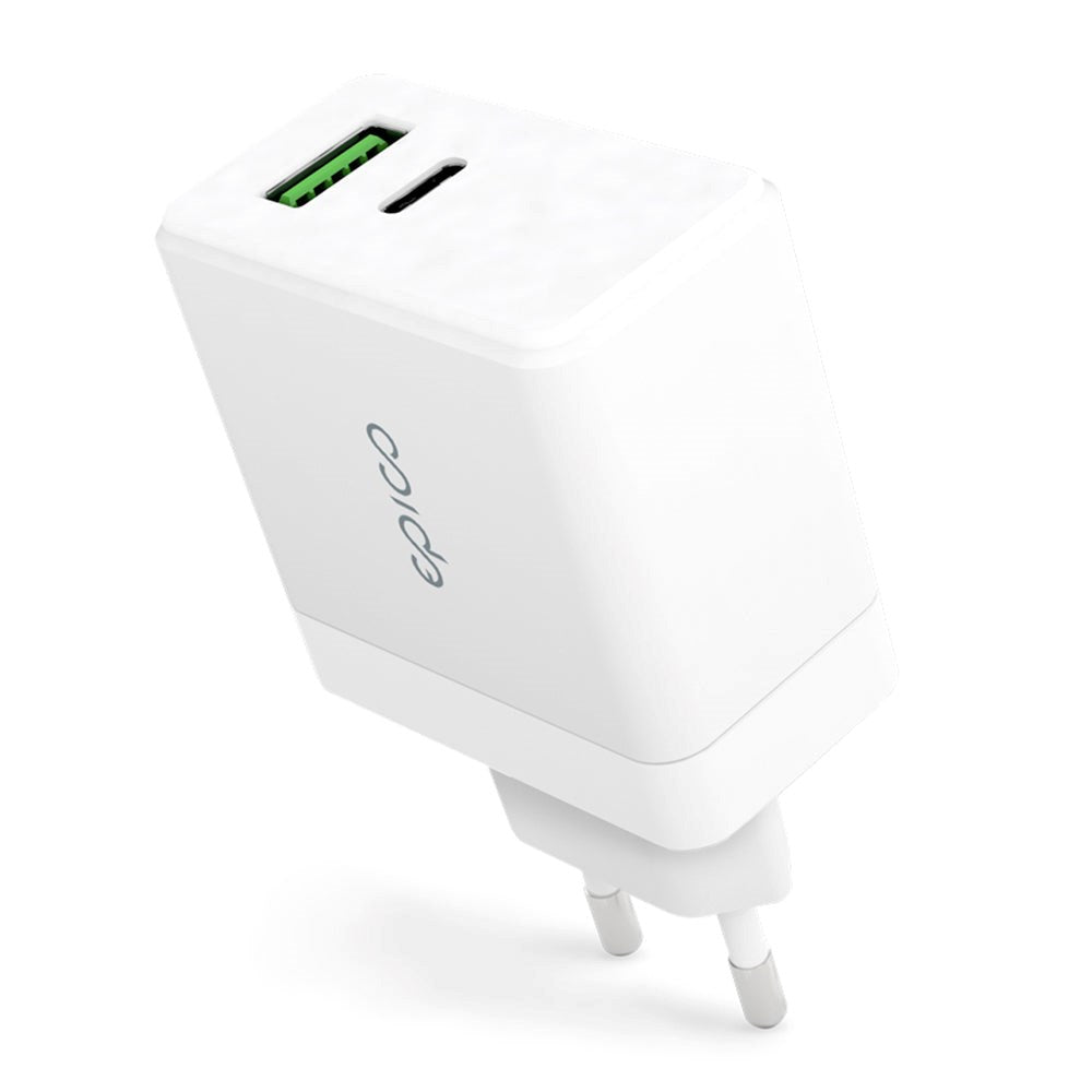 Epico Väggladdare PD 65W GaN m. USB-C & USB-A - Vit