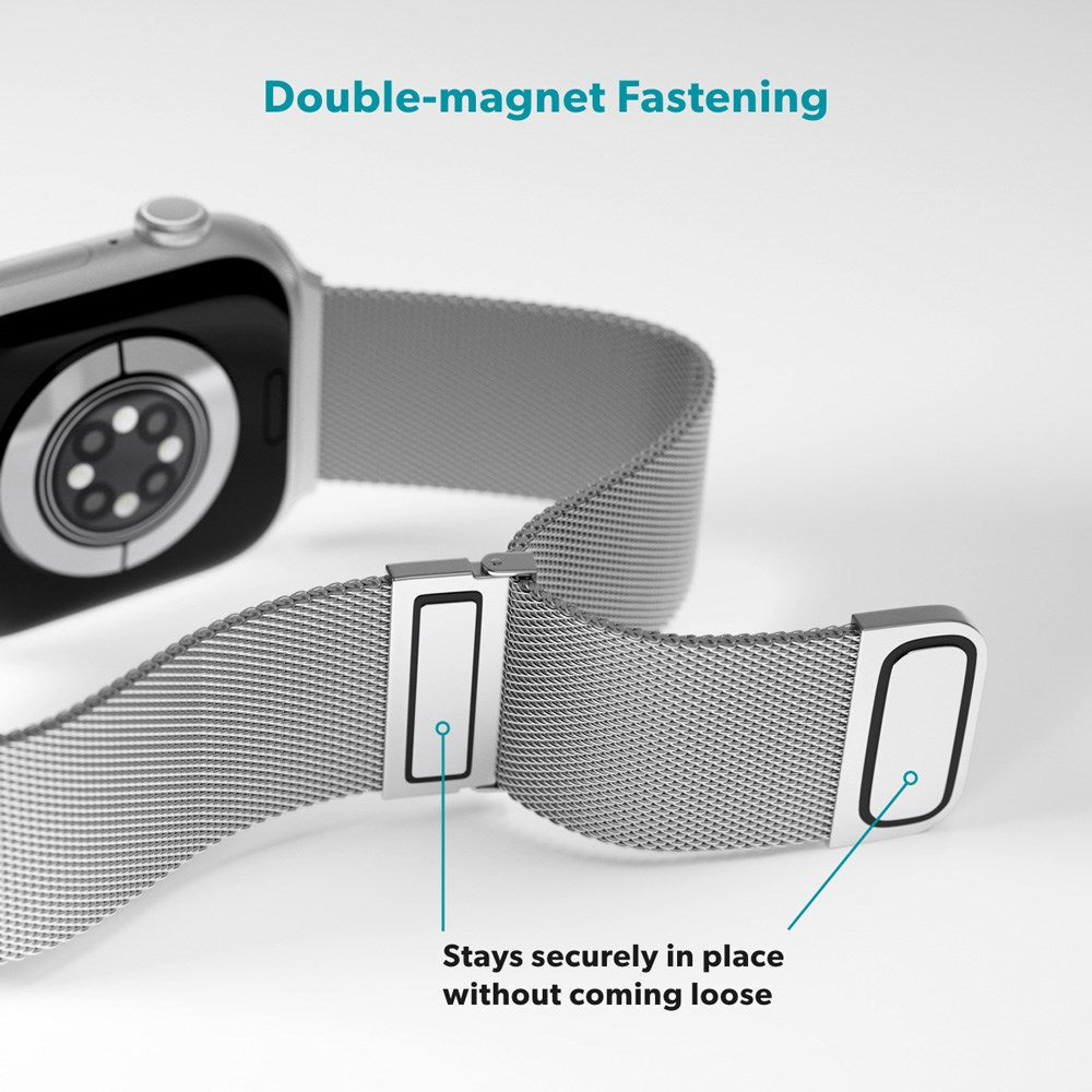 Apple Watch (38/40/SE/41/42mm) Epico Milanese+ (Plus) Rostfritt Stål Armband - Silver