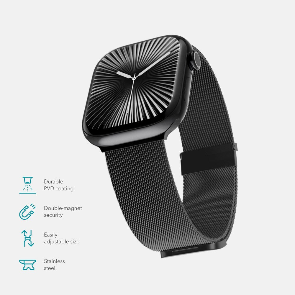 Apple Watch (42/44/SE/45/46/49mm) Epico Milanese+ (Plus) Rostfritt Stål Armband - Space Gray