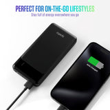 Spello Thin 10W Powerbank med 2 x USB-A och 1 x USB-C - 10 000 mAh - Svart