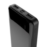 Spello Thin 10W Powerbank med 2 x USB-A och 1 x USB-C - 10 000 mAh - Svart