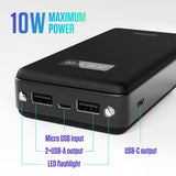 Spello Multi 10W Powerbank med 2 x USB-A och 1 x USB-C - 15.000 mAh - Svart