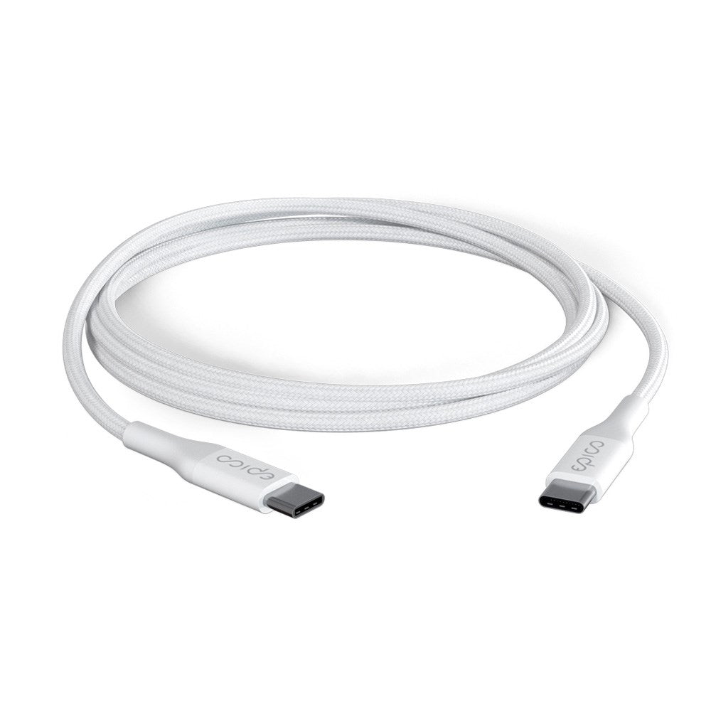 Epico Braided USB-C till USB-C Kabel PD 100W - 120cm - Vit