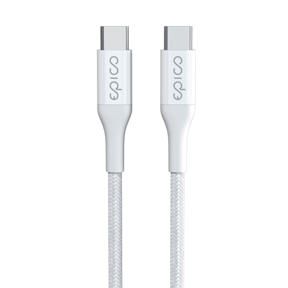 Epico Braided USB-C till USB-C Kabel PD 100W - 120cm - Vit