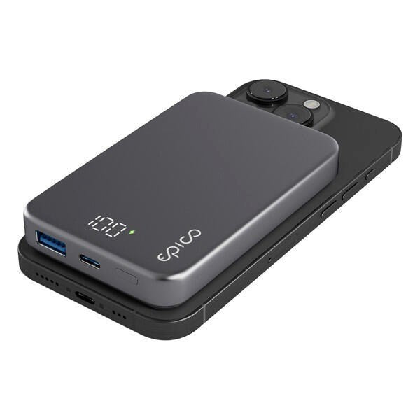 Epico Mag+ Aluminium PowerBank 10.000 mAh / 20 W - MagSafe Kompatibel - Grå