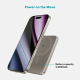 Epico 15W UltraPack EM51 Slim Alu Mag+ 5000 mAh Power Bank med USB-C - Qi2 / MagSafe Kompatibel - Titanium