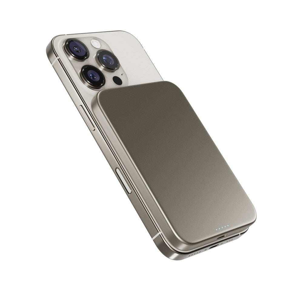 Epico 15W UltraPack EM51 Slim Alu Mag+ 5000 mAh Power Bank med USB-C - Qi2 / MagSafe Kompatibel - Titanium