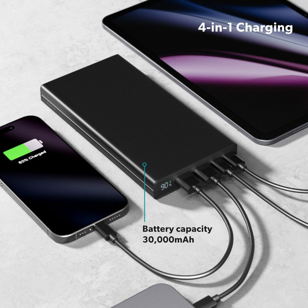 Epico 45W Power Bank 30 000 mAh med 2 x USB-A-Kontakter 2 x USB-C-Kontakter 1 x USB-C-Kabel - Svart