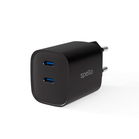 Spello 35W PD (Power Delivery) Vegglader med 2 x USB-C - Svart