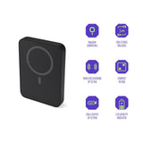 Spello ForcePack 5000mAh Magnetisk Power Bank 15W - MagSafe Kompatibel - Svart